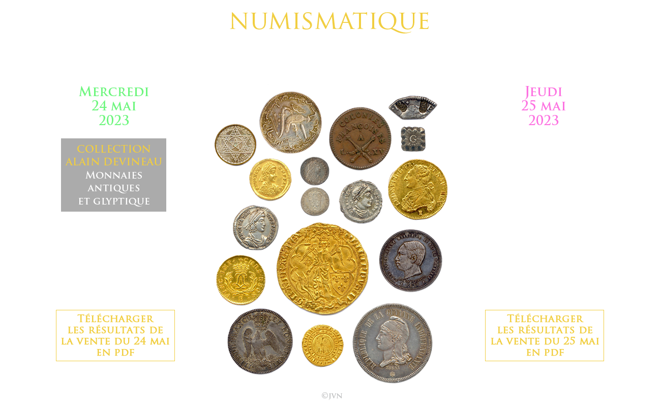 Jean Vinchon Numismatique. Ventes du mois d'avril 2023  Versailles.