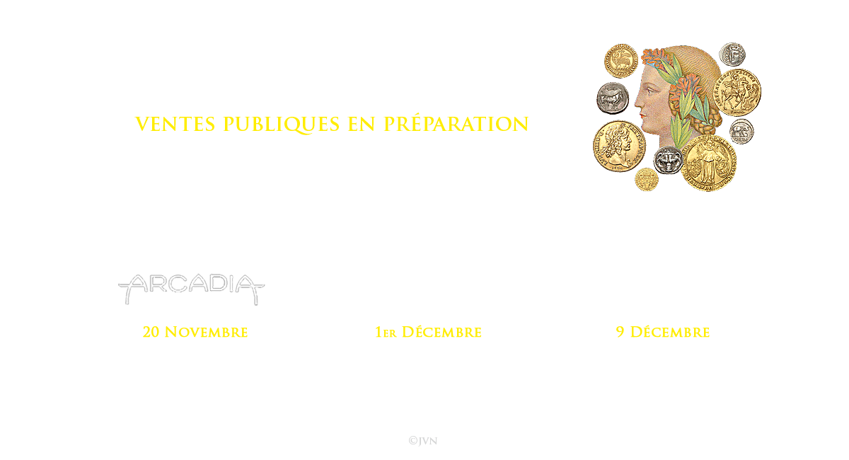 Jean Vinchon Numismatique. Ventes publiques de juin &agrave; septembre 2026.